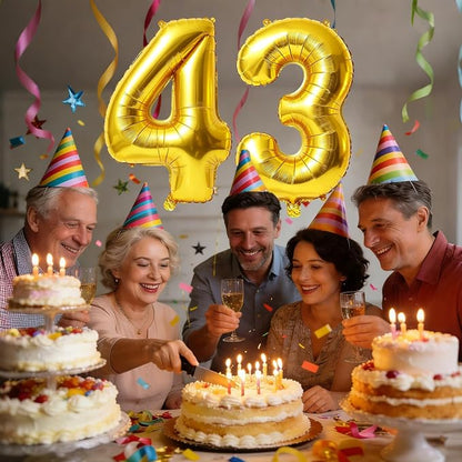 40 Inch Number 43 Balloons for 43rd Birthday Party Decorations, 0-100 Gold - Image 2