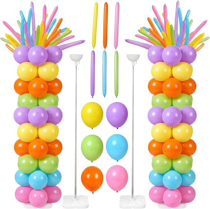 Capoda 2 Set Rainbow Balloon Column Stand Kit 6.56ft Colorful Balloon Tower by Capoda