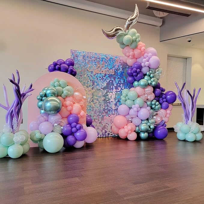 Paready Mermaid Balloons Set, 12Inch Pink Purple Balloon Purple Teal Blue - Image 5