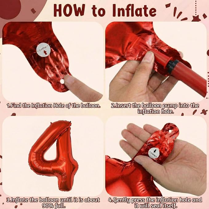 Red Number 4 Balloon 40 Inch, Foil Numeral - Image 5
