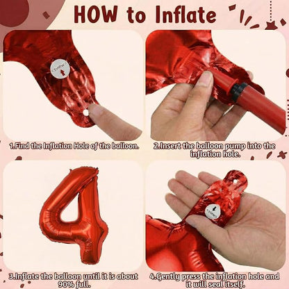 Red Number 4 Balloon 40 Inch, Foil Numeral - Image 5