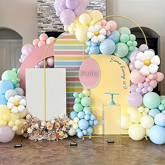 Gold Metal Wedding Arch Backdrop Stands Set of 2, Metal Square Balloon Arch - Image 3