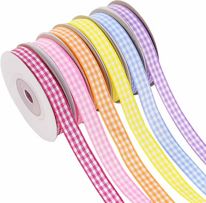 6 Roll Gingham Ribbon for Gift Wrapping 2/5 Inch x 10 Yards Plaid Gingham by Unknown
