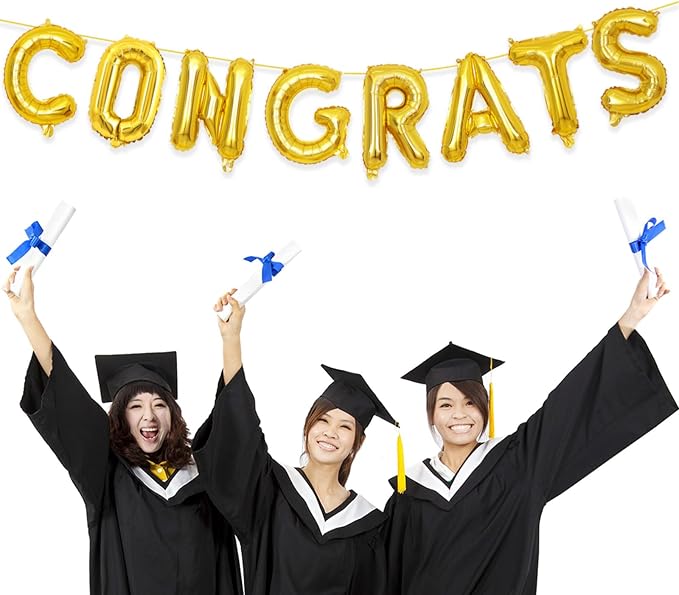 2 Set 16Pcs Gold Congrats Letter Balloons 16in Balloon Foil Letter Decorations - Image 6