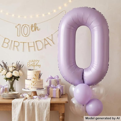 40" Pastel Purple Foil Number 0 Balloon - Image 3