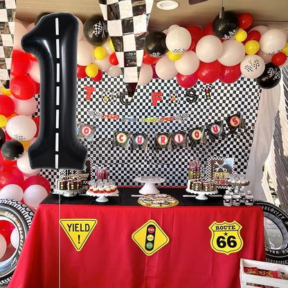 TONIFUL 40 Inch Large Race Car Number 1 Balloon 1st Birthday Decorations | 1st - Image 6