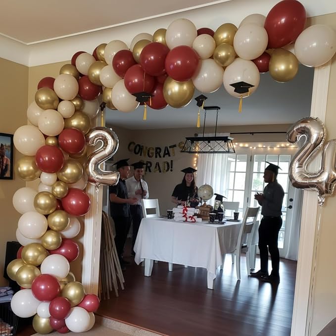 Burgundy and Gold Balloons - Image 3