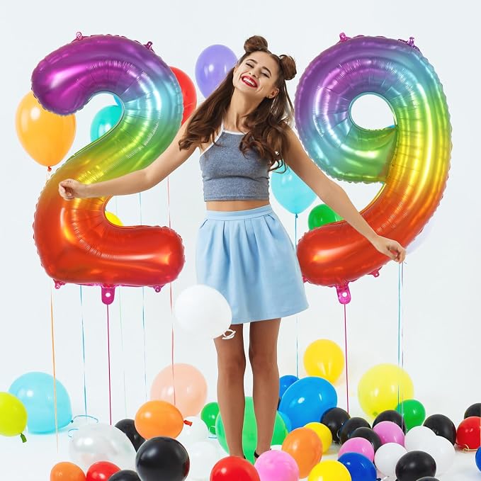 Rainbow Number 9 Balloon 40 Inch, Big Large Foil Mylar Balloon, Gradient - Image 5