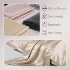 Mulberry Silk Pillow Cases Set of 2, Both Sides Real Silk Pillowcase for Hair and Skin Prevent Acne Pillowcase Organic Silk Pillowcase 2 Pack with Hidden Zipper, Champagne, Standard (20"×26")