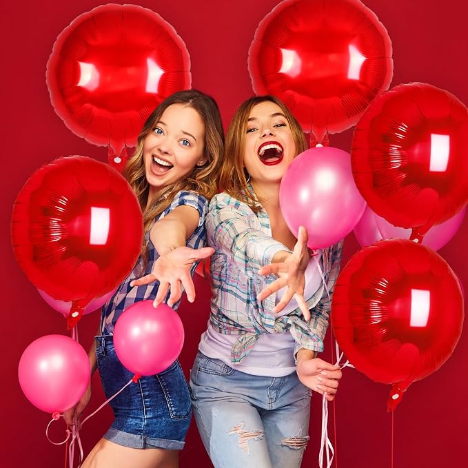 20 Pcs Red Round Shaped Balloons, 18 Inch Round Foil Balloon, Giant Round Mylar - Image 7