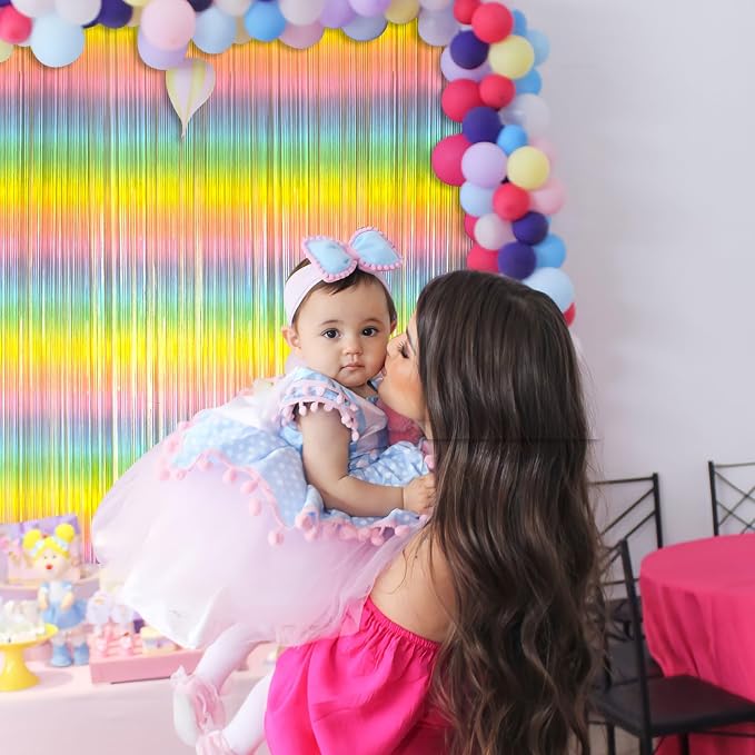 Pastel Rainbow Foil Fringe Curtain Streamers Party Backdrop Foil Fringe - Image 7