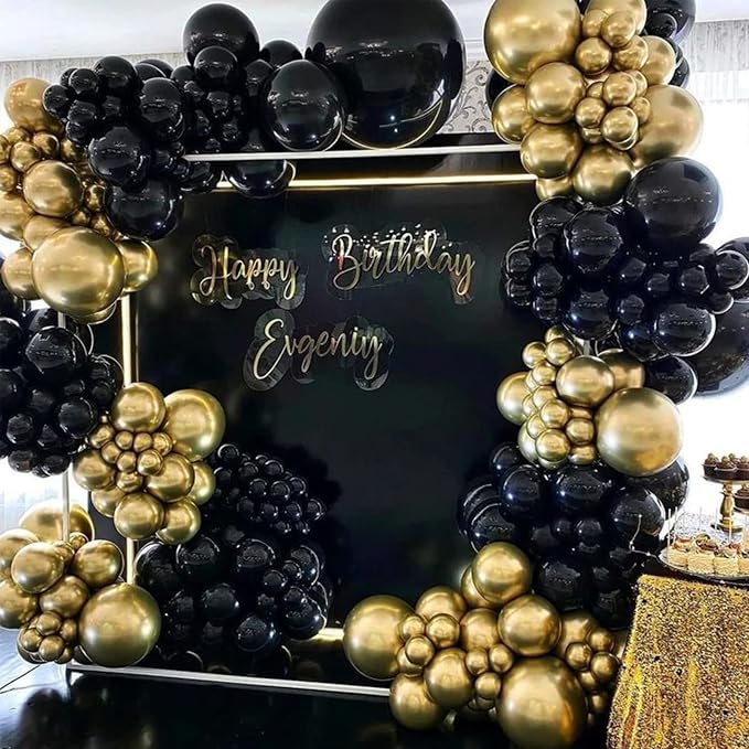 PartyWoo Black Gold Balloon Arch Kit 140pcs Gold Black Balloons | - Image 4