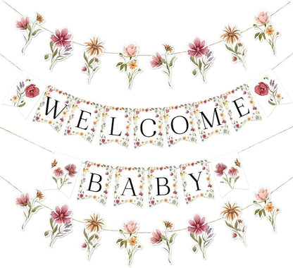 Wildflower Baby Shower Banner, Flower Birthday Party Decorations | Boho Garland by Buerhanerry