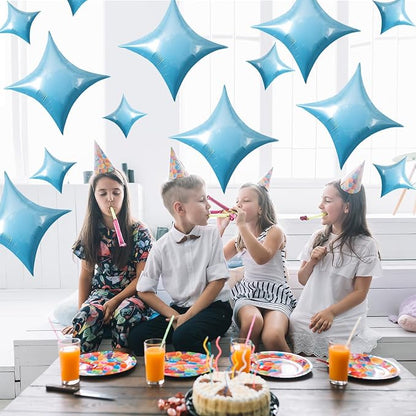 TONIFUL 30 Pcs Four Pointed Star Balloon 26In&10In Light Blue Foil Balloon | - Image 4