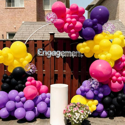 Black Purple Red Yellow Balloon Garland Arch Kit - Image 5
