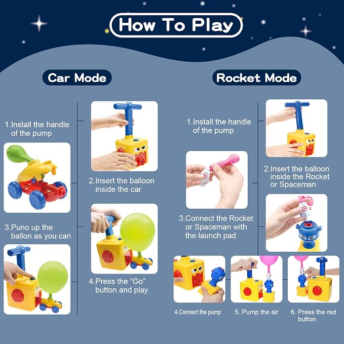 BAKAM Toddler Toys 3-4 for Boys Girls, Balloon Launcher & Powered Car Set - Image 7