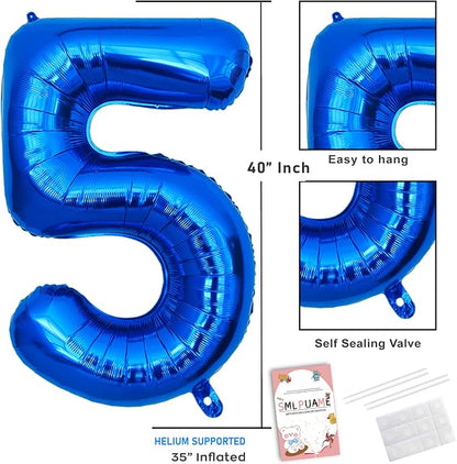 40 Inch Navy Blue 5 Balloon for 5th Birthday Party, Helium Giant Foil Number 5 - Image 5