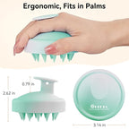 HEETA Scalp Massager Hair Growth, Soft Silicone Scalp Scrubber Shampoo Brush for Exfoliation, Dandruff Removal Head Massage Stress Relax, Wet & Dry Use for Thick Thin Curly Hair Care, Gradient Green