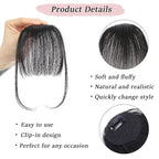 Clip in Bangs Real Human Hair Natural Black Wispy Bangs Fake Bangs with Fringe Clip on Bangs Curved Bangs Hairpieces for Women Daily Wear