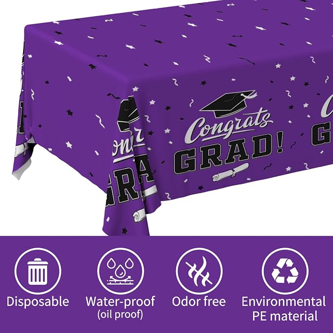 Graduation Party Decorations, Gongrats Grad Tablecover - Image 2