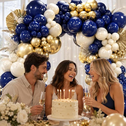 Navy Blue Gold Balloons Garland Arch Kit - Image 3