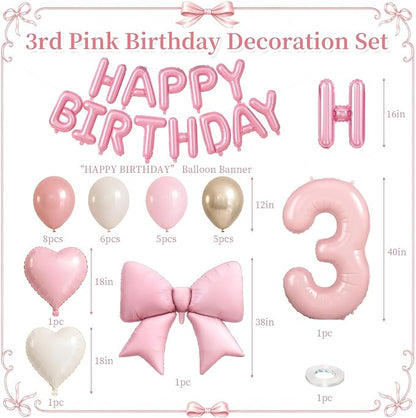 Dusty Pink Number 3 Balloon, 3rd Birthday Decorations - Image 2