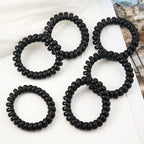 Spiral Plastic Hair Ties (Black, 12 Pcs) - Coil Ponytail Holders for Thick Hair, No Crease Phone Cord Ties for All Hair Types