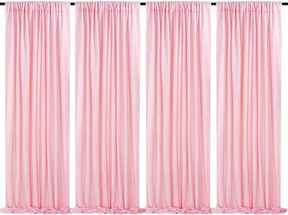 Pink Sequin Backdrop Drapes 4 Panels 2FTx8FT Glitter Backdrop Curtains | by QueenDream