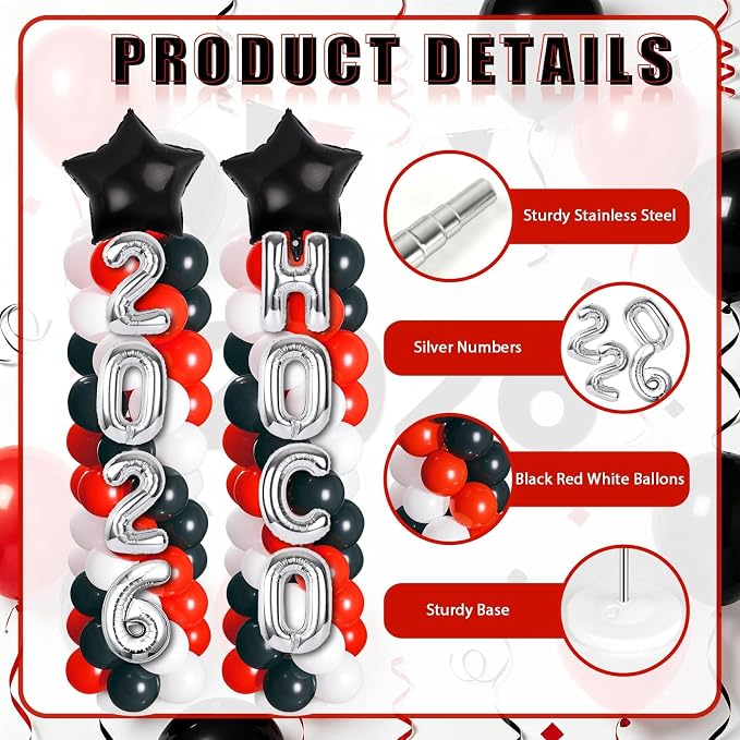 2 Sets Homecoming 2026 Balloon Column Stand Party Decorations Kits - Image 3