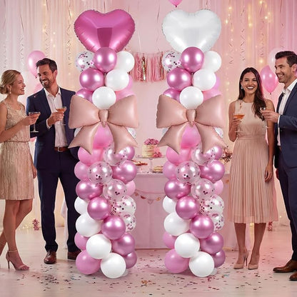 Skylety 2 Sets Pink and White Balloon Column Stand Kit Adjustable Pink White - Image 6