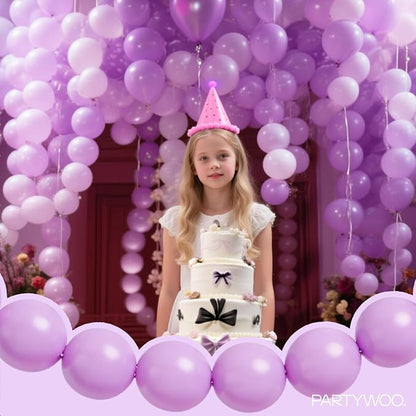 PartyWoo Lavender Linking Balloons 100pcs 12 Inch Purple Link Balloons | - Image 2