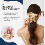 1 Piece Silk Bow Scrunchies for Hair-100% Pure Mulberry 22 Momme Silk Hair Tie, Elastic Ponytail Holder, Elegant Soft Bow Hair Ties Band for Women Hair Care, Multiple Colours (Gold)