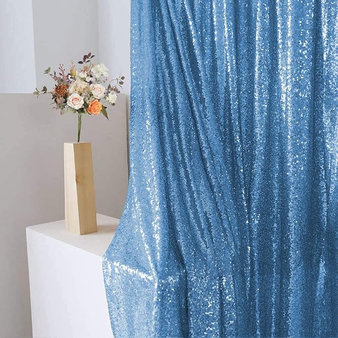 Baby Blue Sequin Backdrop Curtains 4 Pcs 2ftx8ft Glitter Shimmer Fabric | - Image 6