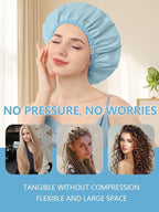 Years Calm Shower Caps For Women Reusable Waterproof，Pattern And Solid Color Dual-Layer Design For Dual-Layer Usable，Protects Hair In Shower, Spa, Cooking, Clean & Travel (Bell Orchid, One Size)