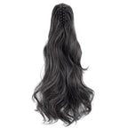Claw Clip Ponytail Extension 18" Clip in Wavy Ponytail Hair Extensions Long Pony Tails for Women Extensions Dark Brown mix White Wave Hairpiece