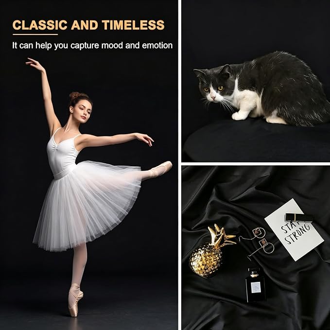 10x7 FT Black Backdrop for Photography, Polyester Fabric Background | Pure - Image 3