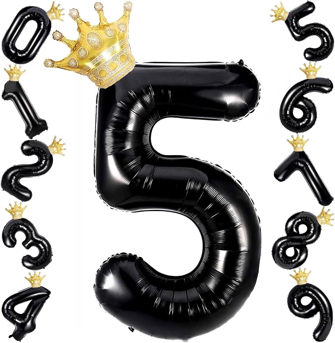 40 Inch Black Number Foil Balloons by Unknown