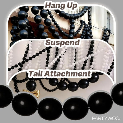 PartyWoo Black Linking Balloons 100pcs 12 Inch Black Link Balloons | - Image 6