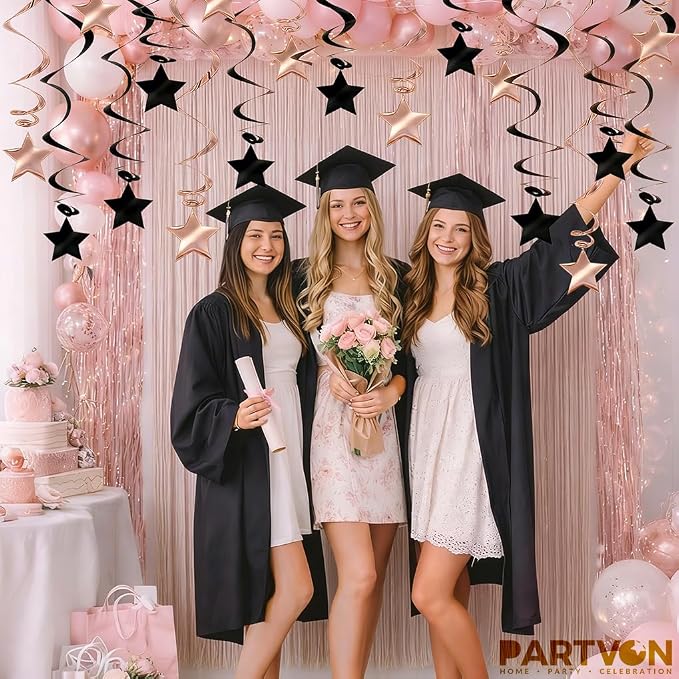 Rose Gold Black Hanging Swirl Decorations - Image 2