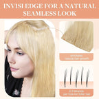 GOO GOO Invisi Edge Tape in Hair Extensions Human Hair, 18AT60A Pearl Ash Blonde Highlights 20pcs injected with 20pcs classical tape ins, 10inch 60g, Virgin Remy Hair, Natural Look