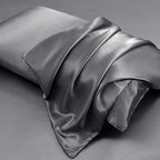 Aormenzy Dark Grey Satin Pillowcase for Hair and Skin, Satin Pillow Cases for Women Standard Size Set of 2 with Envelope Closure Silky Pillow Covers Wrinkle, Fade Resistant (20x26 Inches)