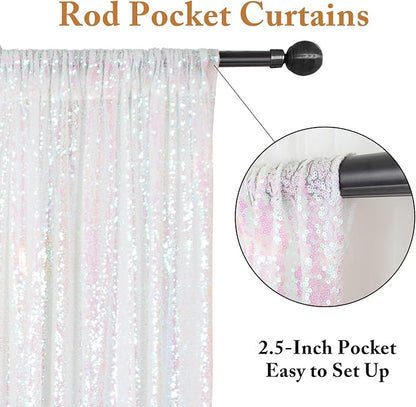 ShinyBeauty Iridescent White Backdrop Curtain 10Ft X 10 Ft Photograph Backdrops - Image 4