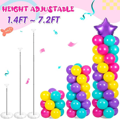Jenaai 2 Set 163 Pcs Dollhouse Birthday Party Balloon Column Stand Kit | Purple - Image 4