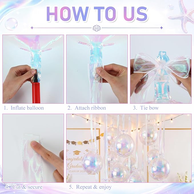 20 Pcs Metallic Iridescent Foil Balloons Giant 22 Inch 4d Round Metallic - Image 5