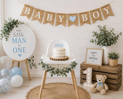“Baby Boy” Burlap Banner – 5" x 7" Pre-Assembled Jute Flags - Image 6