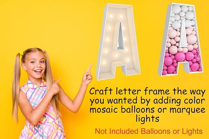 3FT Tall Mosaic Balloon Frame Letters Big Marquee Light Up Letters DIY Kit - Image 5
