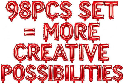 98 Pcs Red Letter Balloons, Custom 3 Set A-Z Set by GOGAKIE