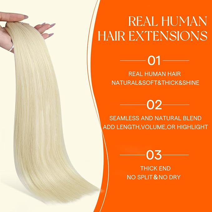 Full Shine Tape in Hair Extensions Color 60 Blonde Injected Tape in Extensions Invisi Edge 22 Inch Long Straight Injection Human Hair Seamless Remy Skin Weft for Party 50 Grams 20Pcs