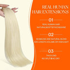 Full Shine Injected Tape in Human Hair Extensions Color 60 Blonde Injection Remy Hair Tape in Extensions Skin Weft 24 Inch Seamless Double Sided for Wedding 50 Grams 20 Pcs Natural