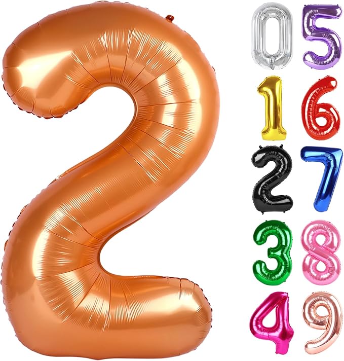 Orange Number 2 Balloon 40 Inch, 2nd Birthday Party Decorations Men Women | by IWERP